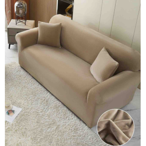 Husa Elastica, 180cm-230cm, pentru Canapea 3 Locuri - L - Jojo Home, Catifea, Bej Husa Elastica, 180cm-230cm, pentru Canapea 3 Locuri - L - Jojo Home, Catifea, Bej