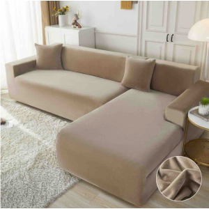 Set husa pentru coltar M + L, Catifea, Jojo Home, Bej Set husa pentru coltar M + L, Catifea, Jojo Home, Bej