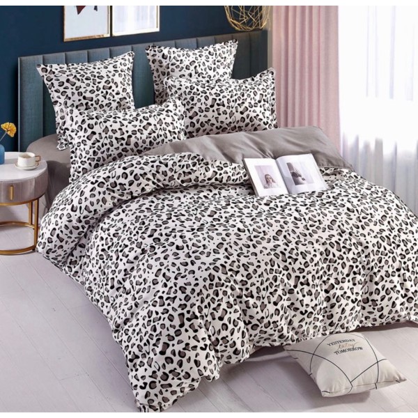 Lenjerie pat dublu,  FINET, 6 piese, Jojo Home, Gri, Animal Print [1]
