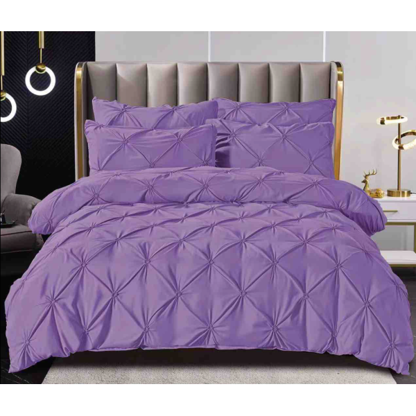 Lenjerie de Pat Premium, JOJO HOME,  Finet cu Pliuri Brodate, 6 Piese, cu ELASTIC, Nesifonabilă și Durabilă, Lila [1]
