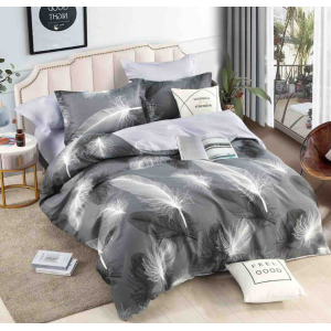 Lenjerie pat 1 PERSOANA,  FINET, 4 piese, Jojo Home, Gri, Pene