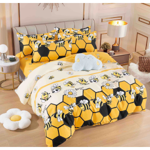 Lenjerie pat 1 PERSOANA,  FINET, 4 piese, Jojo Home, Galben, Fagure, Albinute Lenjerie pat 1 PERSOANA,  FINET, 4 piese, Jojo Home, Galben, Fagure, Albinute