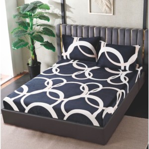 Cearsaf cu Elastic Cocolino 180x200cm si 2 fete de perna 50x70cm, Negru, Cercuri Cearsaf cu Elastic Cocolino 180x200cm si 2 fete de perna 50x70cm, Negru, Cercuri