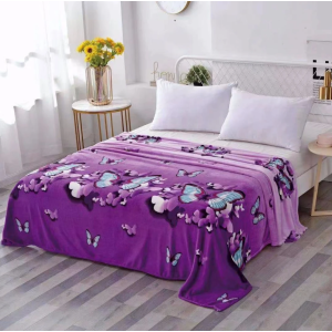 Patura pufoasa cocolino 200x230cm, 240g/mp, Mov, Fluturi Patura pufoasa cocolino 200x230cm, 240g/mp, Mov, Fluturi