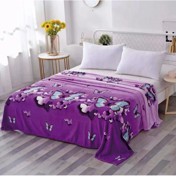 Patura pufoasa cocolino 200x230cm, 240g/mp, Mov, Fluturi [1]