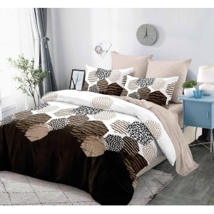 Lenjerie pat dublu, FINET Satinat, 6 piese, Bej, Maro, Forme Geometrice Lenjerie pat dublu, FINET Satinat, 6 piese, Bej, Maro, Forme Geometrice