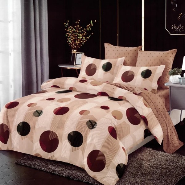 Lenjerie pat dublu, FINET, 6 piese, Bej, Buline [1]