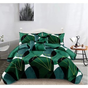 Lenjerie pat dublu, FINET Satinat, 6 piese, Verde, Model Abstract Lenjerie pat dublu, FINET Satinat, 6 piese, Verde, Model Abstract