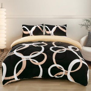  Pilota Cocolino cu blanita 200x230cm si 2 fete de perna 50x70cm, Maro, cercuri