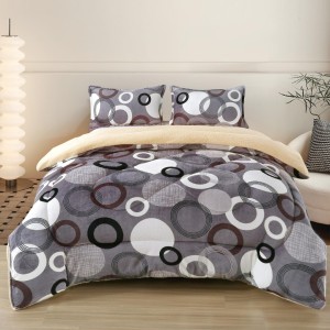  Pilota Cocolino cu blanita 200x230cm si 2 fete de perna 50x70cm, Gri, cercuri