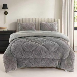  Pilota Cocolino cu blanita 200x230cm si 2 fete de perna 50x70cm, model embosat traditional, Gri