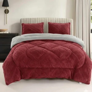 Pilota Cocolino cu blanita 200x230cm si 2 fete de perna 50x70cm, model embosat traditional, Grena Pilota Cocolino cu blanita 200x230cm si 2 fete de perna 50x70cm, model embosat traditional, Grena