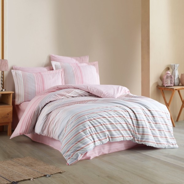 Lenjerie Pat Dublu, Bumbac 100% Poplin, 4 piese, Hobby Trella – Pembe [1]