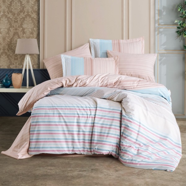 Lenjerie Pat Dublu, Bumbac 100% Poplin, 4 piese, Hobby Trella – Turkuaz [1]