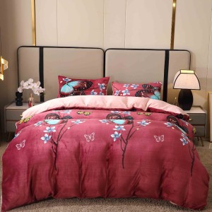 Lenjerie pat dublu, Super Pufoasa COCOLINO, 4 piese, Grena, Fluturi Lenjerie pat dublu, Super Pufoasa COCOLINO, 4 piese, Grena, Fluturi