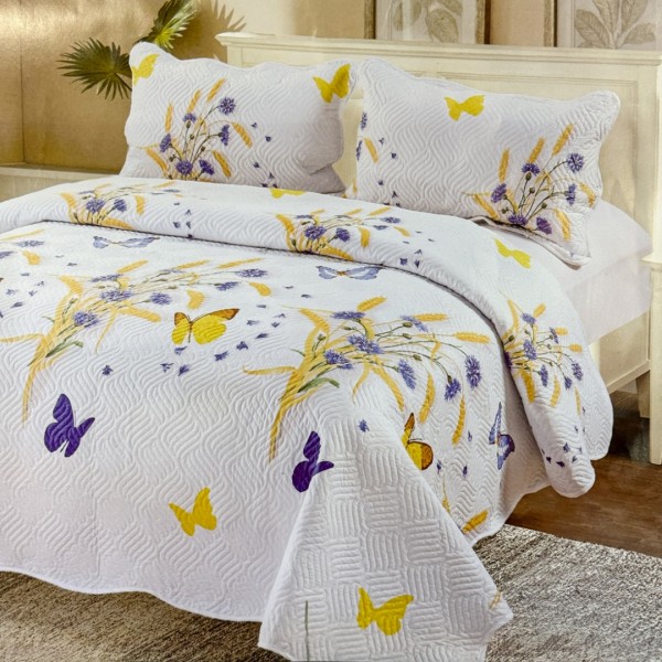 Cuvertură Pat Dublu, 3 Piese, Bumbac 100% Imprimat – Calitate Premium, cu Imprimeu Durabil, cod CSA-CV62 [1]