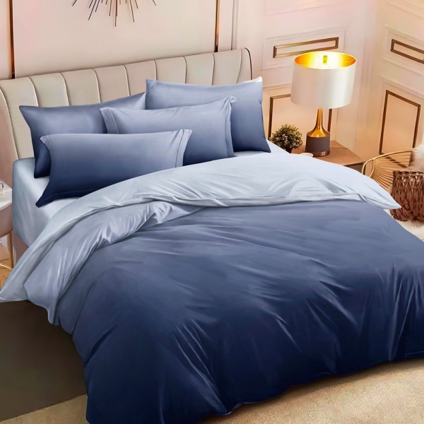 Lenjerie pat dublu (140x200cm, 160x200cm, 180x200cm),  FINET, 6 piese, Bleumarin, degrade [1]