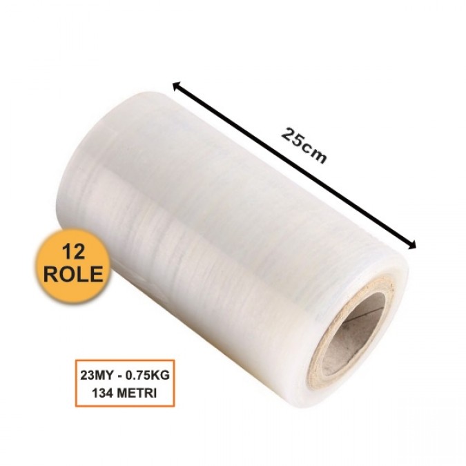 Set 12 Role Folie Stretch Transparentă  250mm  23my  0.75kg  134ml