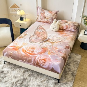 Cearsaf cu elastic, Bumbac FINET, Imprimeu 5D Identic cu Poza, 160x200cm, 2 fete de perne 50x70cm, Jojo Home, Ivoire, Roz, Trandafiri, Fluturi Cearsaf cu elastic, Bumbac FINET, Imprimeu 5D Identic cu Poza, 160x200cm, 2 fete de perne 50x70cm, Jojo Home, Ivoire, Roz, Trandafiri, Fluturi