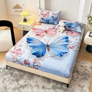 Cearsaf cu elastic, Bumbac FINET, Imprimeu 5D Identic cu Poza, 160x200cm, 2 fete de perne 50x70cm, Jojo Home, Bleu, Bej, Fluturi Cearsaf cu elastic, Bumbac FINET, Imprimeu 5D Identic cu Poza, 160x200cm, 2 fete de perne 50x70cm, Jojo Home, Bleu, Bej, Fluturi