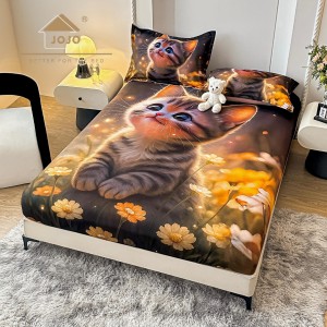 Cearsaf cu elastic, Bumbac FINET, Imprimeu 5D Identic cu Poza, 160x200cm, 2 fete de perne 50x70cm, Jojo Home, Gri, Pisicuta Cearsaf cu elastic, Bumbac FINET, Imprimeu 5D Identic cu Poza, 160x200cm, 2 fete de perne 50x70cm, Jojo Home, Gri, Pisicuta