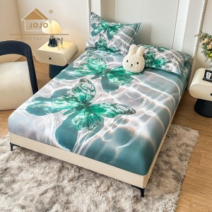 Cearsaf cu elastic, Bumbac FINET, Imprimeu 5D Identic cu Poza, 160x200cm, 2 fete de perne 50x70cm, Jojo Home, Turquoise, Gri, Fluturi Cearsaf cu elastic, Bumbac FINET, Imprimeu 5D Identic cu Poza, 160x200cm, 2 fete de perne 50x70cm, Jojo Home, Turquoise, Gri, Fluturi