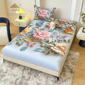 Cearsaf cu elastic, Bumbac FINET, Imprimeu 5D Identic cu Poza, 160x200cm, 2 fete de perne 50x70cm, Jojo Home, Gri, Verzui, Flori Tricotate Cearsaf cu elastic, Bumbac FINET, Imprimeu 5D Identic cu Poza, 160x200cm, 2 fete de perne 50x70cm, Jojo Home, Gri, Verzui, Flori Tricotate