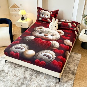 Cearsaf cu elastic, Bumbac FINET, Imprimeu 5D Identic cu Poza, 160x200cm, 2 fete de perne 50x70cm, Jojo Home, Rosu, Negru, Bej, Ursulet, Inimioare Cearsaf cu elastic, Bumbac FINET, Imprimeu 5D Identic cu Poza, 160x200cm, 2 fete de perne 50x70cm, Jojo Home, Rosu, Negru, Bej, Ursulet, Inimioare