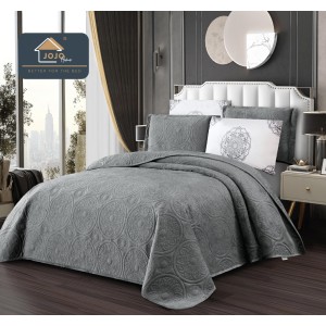 Cuvertura pat dublu, 5 piese, Finet Premium Matlasat, 220x240cm, Jojo Home, Gri Deschis Cuvertura pat dublu, 5 piese, Finet Premium Matlasat, 220x240cm, Jojo Home, Gri Deschis