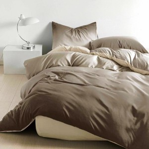 Lenjerie pat dublu cu Elastic (160x200cm si 180x200cm), bumbac satinat, Maro, degrade Lenjerie pat dublu cu Elastic (160x200cm si 180x200cm), bumbac satinat, Maro, degrade