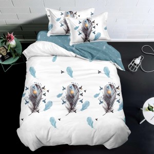 Lenjerie pat 1 PERSOANA, FINET, 4 piese, Alb, Verde, pene Lenjerie pat 1 PERSOANA, FINET, 4 piese, Alb, Verde, pene