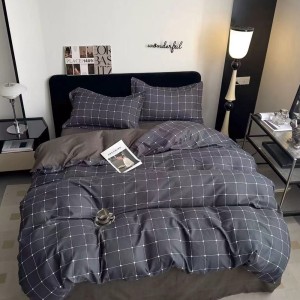 Lenjerie pat 1 PERSOANA, FINET, 4 piese, Gri, dungi