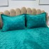 Husã matlasatã tip topper din catifea, 140x200cm + 2 fete de perna 50x70cm, turquoise [4]