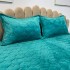 Husã matlasatã tip topper din catifea, 140x200cm + 2 fete de perna 50x70cm, turquoise [6]