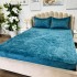Husã matlasatã tip topper din catifea, 140x200cm + 2 fete de perna 50x70cm, albastru [10]