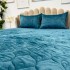 Husã matlasatã tip topper din catifea, 140x200cm + 2 fete de perna 50x70cm, albastru [8]