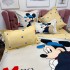 Lenjerie pat dublu (140x200cm, 160x200cm, 180x200cm), FINET, 6 piese, IDENTICA CU POZA, Alb, Bej, Mickey Mouse [6]