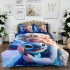 Lenjerie pat single (1 persoana), FINET, 4 piese, IDENTICA CU POZA, Albastru, Elsa si Stich [2]