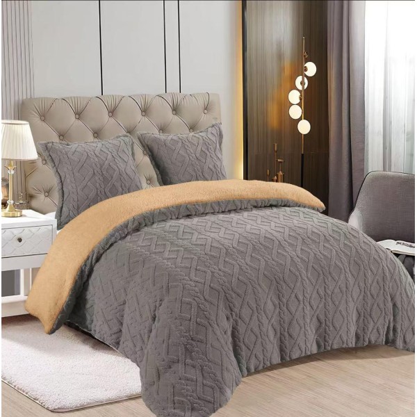 Pilota CoCoLiNo Sherpa tip Tricotaj cu blanita, matlasata, 200x230cm, Gri inchis [1]