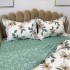 Lenjerie pat dublu cu ELASTIC (160x200cm, 180x200cm), Finet Soft, 4 piese, Verde, flori [6]