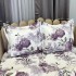 Lenjerie pat dublu (140x200cm, 160x200cm), 4 piese, microfibra, Pucioasa, alb, mov, flori [5]