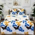 Lenjerie pat dublu (140x200cm, 160x200cm), 4 piese, microfibra, Pucioasa, alb, albastru, fluturi [2]