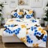 Lenjerie pat dublu (140x200cm, 160x200cm), 4 piese, microfibra, Pucioasa, alb, albastru, fluturi [8]