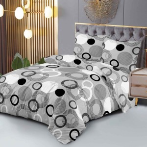 Lenjerie pat dublu (140x200cm, 160x200cm), 4 piese, microfibra, Pucioasa, gri, cercuri Lenjerie pat dublu (140x200cm, 160x200cm), 4 piese, microfibra, Pucioasa, gri, cercuri