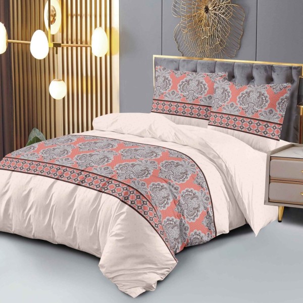 Lenjerie pat dublu (140x200cm, 160x200cm), 4 piese, microfibra, Pucioasa, crem, elegant [1]