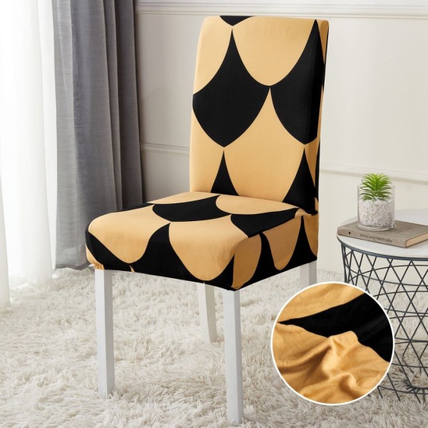 Set 4 huse universale pentru scaun, ELASTICE, Jojo Home, Bej, Negru, Model Elegant [1]