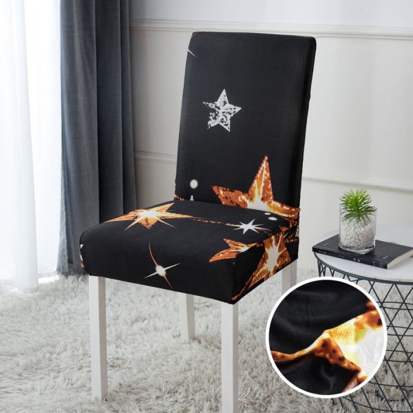 Set 4 huse universale pentru scaun, ELASTICE, Jojo Home, Negru, Stelute [1]
