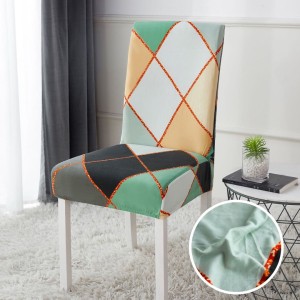 Set 4 huse universale pentru scaun, ELASTICE, Jojo Home, Verde, Bej, Gri, Romburi Set 4 huse universale pentru scaun, ELASTICE, Jojo Home, Verde, Bej, Gri, Romburi