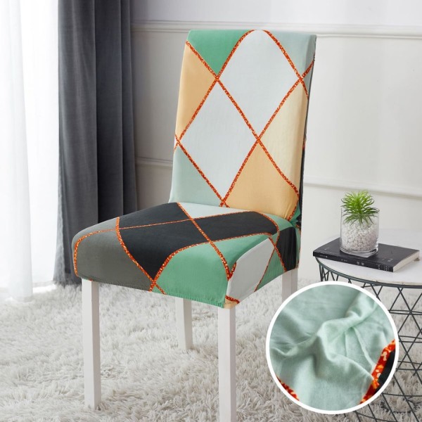 Set 4 huse universale pentru scaun, ELASTICE, Jojo Home, Verde, Bej, Gri, Romburi [1]