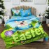 Lenjerie de Pat Dublu,  Finet, Imprimeu Digital, 4 Piese, Bleu, Verde, Iepurașul din Oul Încondeiat  [4]
